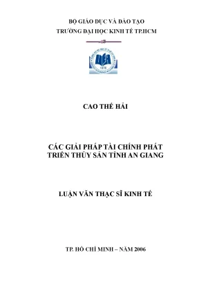 Luận văn các giải pháp tài chính phát triển thủy sản tỉnh an giang