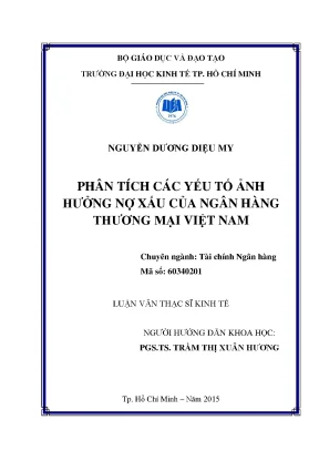 Luận văn phân tích các yếu tố ảnh hưởng nợ xấu của ngân hàng thương mại việt nam
