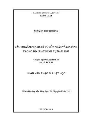 Các tội xâm phạm chế độ hôn nhân và gia đình trong bộ luật hình sự năm 1999