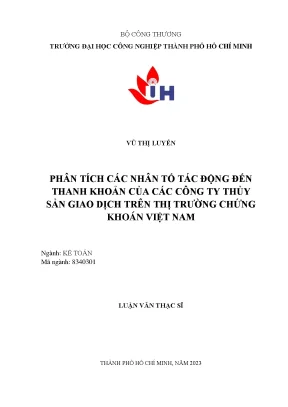 Phân tích các nhân tố tác động đến thanh khoản của các công ty thủy sản giao dịch trên thị trường chứng khoán việt nam