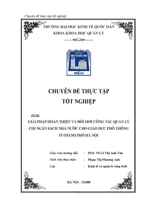 Iải pháp hoàn thiện và đổi mới công tác quản lý chi ngân sách nhà nước cho sự nghiệp gdphát triển ở thành phố hà nội
