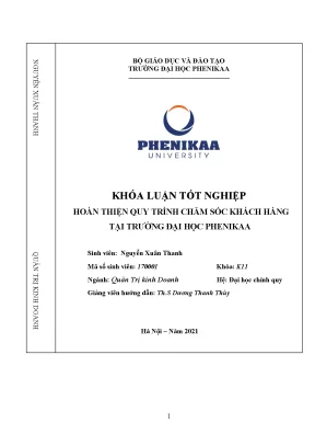 Hoàn thiện quy trình chăm sóc khách hàng tại phòng tuyển sinh của trường đại học phenikaa