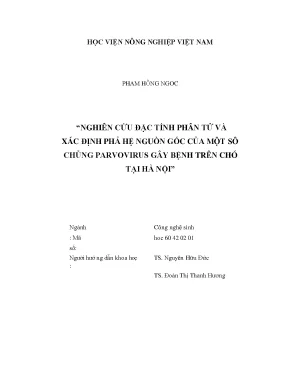 Nghiên cứu đặc tính phân tử và xác định phả hệ nguồn gốc của một số chủng parvovirus gây bệnh trên chó tại hà nội