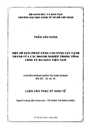 Luận văn một số giải pháp nâng cao năng lực cạnh tranh của các doanh nghiệp trong tổng công ty da gàiy việt nam