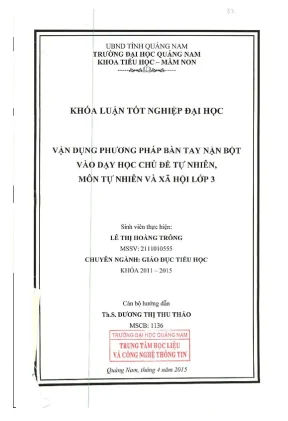 0156 vận dụng phương pháp bàn tay nặn bột vào dạy học chủ đề tự nhiên môn tự nhiên và xã hội lớp 3 lê thị hoằng trông luận văn đh quảng nam