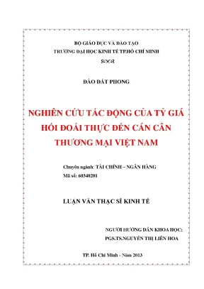 Luận văn nghiên cứu tác động của tỷ giá hối đoái thực đến cán cân thương mại việt nam