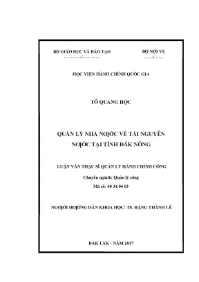 Luận văn thạc sĩ quản lý nhà nước về tài nguyên nước tại tỉnh đăk nông