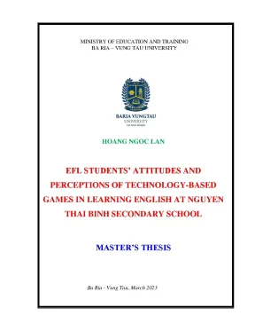 Efl students attitudes and perceptions of technology based games in learning english at nguyen thai binh secondary school masters thesis