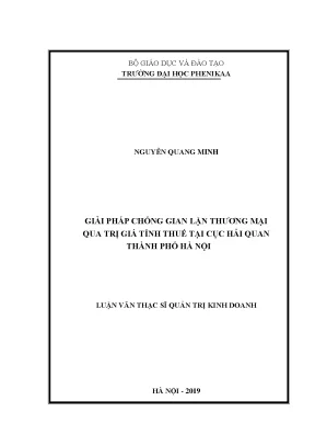 Giải pháp chống gian lận thương mại qua giá trị tính thuế tại cục hải quan thành phố hà nội