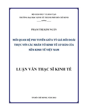 Luận văn mối quan hệ phi tuyến giữa tỷ giá hối đoái thực với các nhân tố kinh tế cơ bản của nền kinh tế việt nam