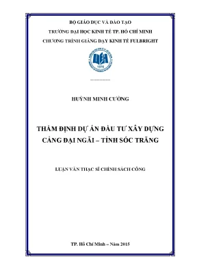 Luận văn tham gia thẩm định dự án đầu tư xây dựng cảng đại ngãi tỉnh sóc trăng