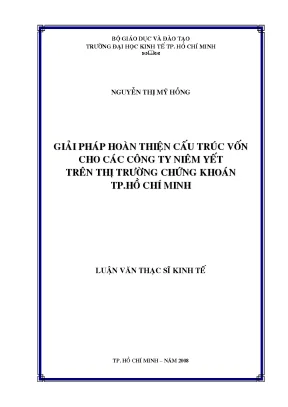 Luận văn giải pháp hoàn thiện cấu trúc vốn cho các công ty niêm yết trên thị trường chứng khoán tp hồ chí minh