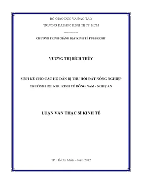 Luận văn sinh kế cho các hộ dân bị thu hồi đất nông nghiệp trường hợp khu kinh tế đồng nai nghệ an