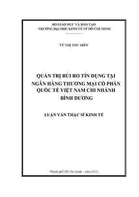 Luận văn quản trị rủi ro tín dụng tại ngân hàng tmcp quốc tế việt nam chinh nhánh bình dương