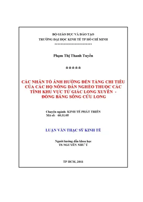 Luận văn các nhân tố ảnh hưởng đến tăng chi tiêu của các hộ nông dân nghèo thuộc các tỉnh tỉnh tư giác long xuyên đồng bằng sông cửu long