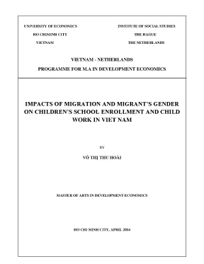 Luận văn impacts of migration and migrants gender on childrens school enrollment and child work in viet nam