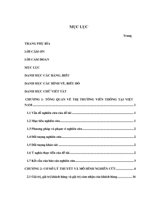 Luận văn các yếu tố tác động đến giá trị cảm nhận của khách hàng đối với dịch vụ viễn thông di động tại tp hồ chí minh