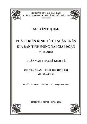 Luận văn phát triển kinh tế tư nhân trên địa bàn tỉnh đồng nai giai đoạn 2011 2020
