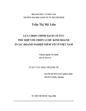 Luận văn lựa chọn chính sách cổ tức phù hợp với chiến lược kinh doanh ở các doanh nghiệp niêm yết ở việt nam
