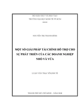 Luận văn một số giải pháp tài chính hỗ trợ cho sự phát triển của các doanh nghiệp nhỏ và vừa