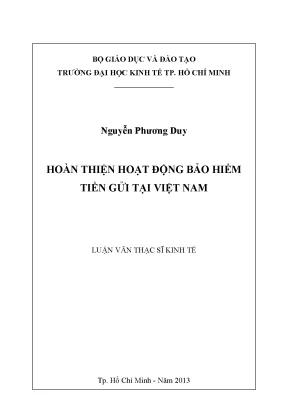 Luận văn hoàn thiện hoạt động bảo hiểm tiền gửi tại việt nam