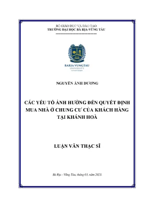 Luận văn các yếu tố ảnh hưởng đến quyết định mua nhà ở chung cư của khách hàng tại khánh hòa