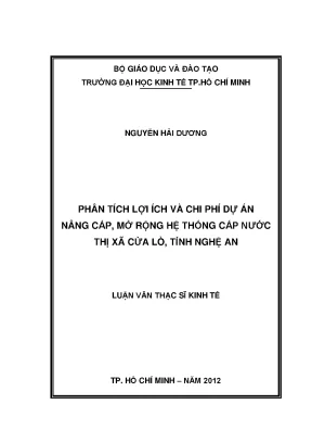 Luận văn phân tích lợi ích và chi phí dự án nâng cấp mở rộng hệ thống cấp nước thị xã cửa lò tỉnh nghệ an