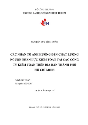 Các nhân tố ảnh hưởng đến chất lượng nguồn nhân lực kiểm toán tại các công ty kiểm toán trên địa bàn thành phố hồ chí minh