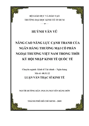 Luận văn nâng cao năng lực cạnh tranh của ngân hàng thương mại cổ phần ngoại thương việt nam trong thời kỳ hội nhập kinh tế quốc tế