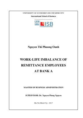 Luận văn work life imbalance of remittance employees at bank a