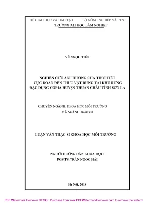 Luận văn thạc sĩ nghiên cứu ảnh hưởng của thời tiết cực đoan đến thực vật rừng tại khu rừng đặc dụng copia huyện thuận châu tỉnh sơn la