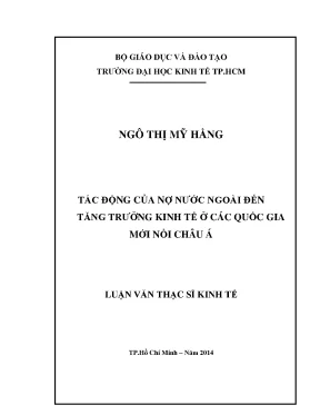 Luận văn tác động của nợ nước ngoài đến tăng trưởng kinh tế ở các quốc gia mới nổi châu á