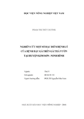 Nghiên cứu một số đặc điểm bệnh lý của bệnh đậu gà thả vườn tại huyện kim sơn ninh bình