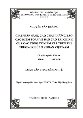 Luận văn gỉải pháp nâng cao chất lượng báo cáo kiểm toán về báo cáo tài chính của các công ty niêm yết trên thị trường chứng khoán việt nam luận văn thạc sĩ