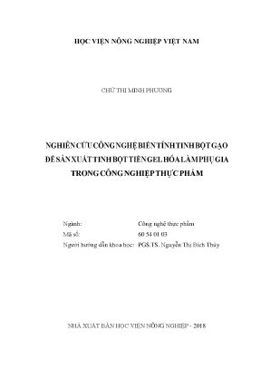 Nghiên cứu công nghệ biến tính tinh bột gạo để sản xuất tinh bột tiền gel hóa làm phụ gia trong công nghiệp thực phẩm