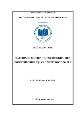 Luận văn tác động của viện trợ nước ngoài đến tổng thu thuế tại các nước đông nam á