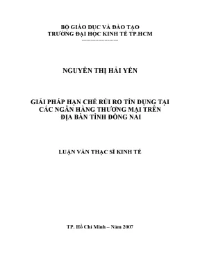 Luận văn giải pháp hạn chế rủi ro tín dụng tại các ngân hàng thương mại trên địa bàn tỉnh đồng nai