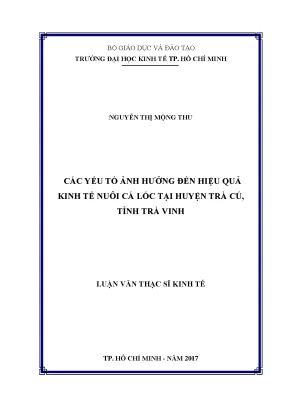 Luận văn các yếu tố ảnh hưởng đến hiệu quả kinh tế nuôi cá lóc tại huyện trà cú tỉnh trà vinh