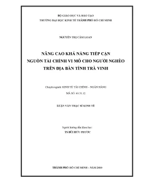 Luận văn nâng cao khả năng tiếp cận nguồn tài chính vi mô cho người nghèo trên địa bàn tỉnh trà vinh