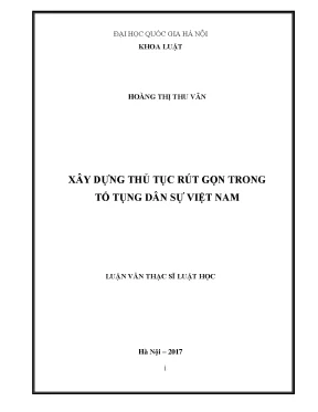 Xây dựng thủ tục rút gọn trong tố tụng dân sự việt nam dân sự và tố tụng dân sự