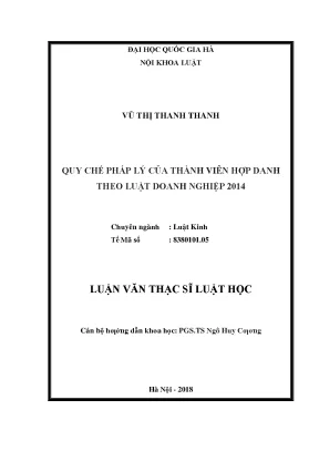 Quy chế pháp lý của thành viên hợp danh theo luật doanh nghiệp 2014