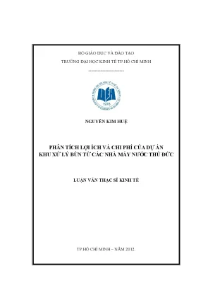 Luận văn phân tích lợi ích và chi phí của dự án khu xử lý bùn từ các nhà máy nước thủ đức