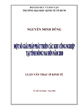 Luận văn một số giải pháp phát triển các khu công nghiệp tại tỉnh đồng nai đến năm 2010 001