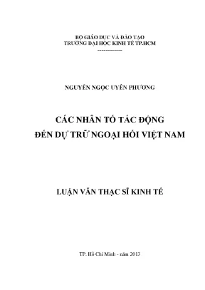 Luận văn các nhân tố tác động đến dự trữ ngoại hối việt nam