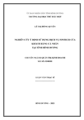 Luận văn thạc sĩ quản trị kinh doanh nghiên cứu ý định sử dụng dịch vụ fintech của khách hàng cá nhân tại tỉnh bình dương