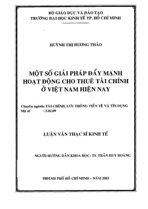 Luận văn một số giải pháp đẩy mạnh hoạt động cho thuê tài chính ở việt nam hiện nay