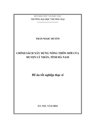 Luận văn chính sách xây dựng nông thôn mới của huyện lý nhân tỉnh hà nam