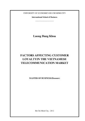 Luận văn factors affecting customer loyaltyin the vietnamese telecommunication market