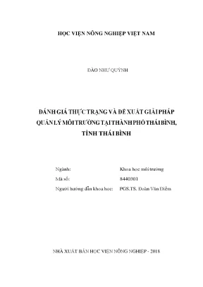 Đánh giá thực trạng và đề xuất giải pháp quản lý môi trường tại thành phố thái bình tỉnh thái bình