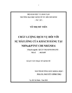 Luận văn chất lượng dịch vụ đối với sự hài lòng của khách hàng tại nhnoptnt chi nhánh 6